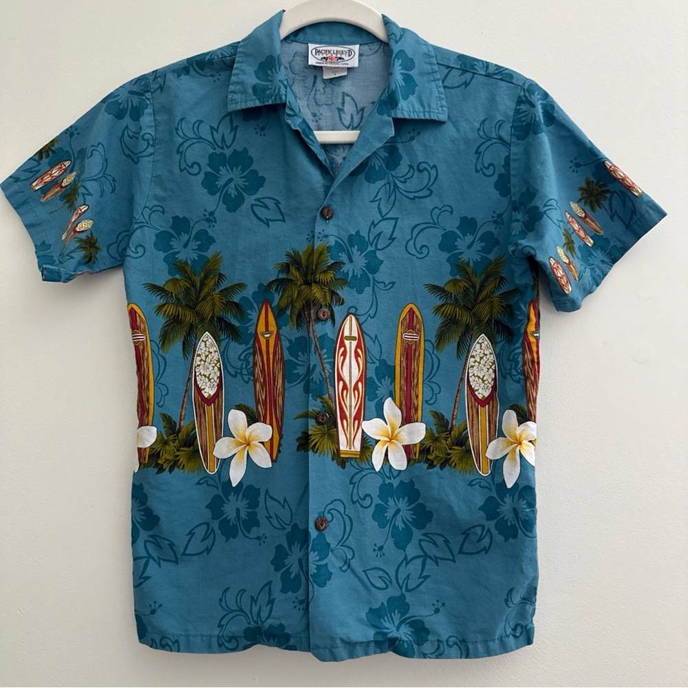 Pacific Legend Apparel Hawaiian shirt boys size L RARE made in Hawaii-Defect -
